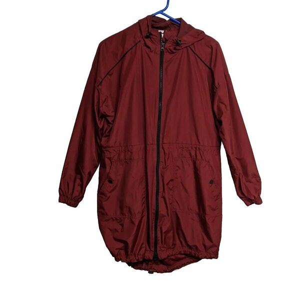 Avia Rain Jacket Women X-Small Active Commuter Full Zip Hooded Mid-Length Red XS - Picture 1 of 11